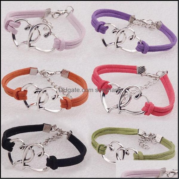 

charm bracelets jewelry double heart veet leather infinity love dog claw bracelet for women girl fashion drop delivery 2021 onrca, Golden;silver