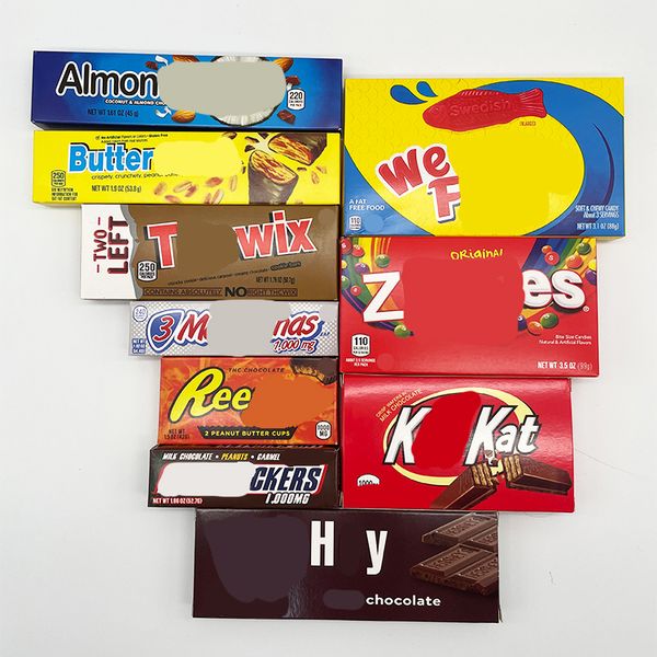 

custom printed paper box 1000mg cream crunch mounds kushkat znickers heyhey milk chocolate edible packaging paper boxes