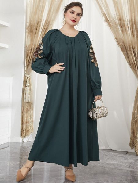 

plus raglan sleeve appliques maxi dress s2gh#, Black