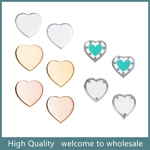 

classic s925 silver rose golden golden stud earring heart-shaped earrings fashion jewelry lovers festival gifts, Golden;silver
