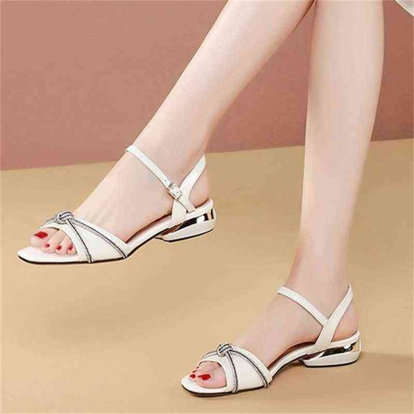 Летние женщины сандалии черно -бежевый стиль вечеринки кожа CM Heel Women Wedge Sandals Ladies Shoes J220527