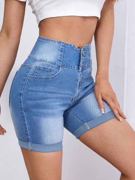 

wideband waist crisscross back bleach wash denim shorts 40ki#, White;black