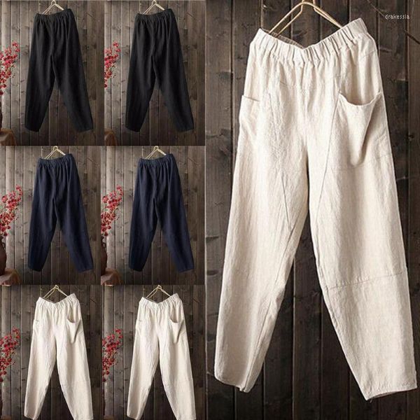 Calça de algodão de linho masculino praia praia amarrar ioga casual calça longa calça de calça reta cargo masculino drak22