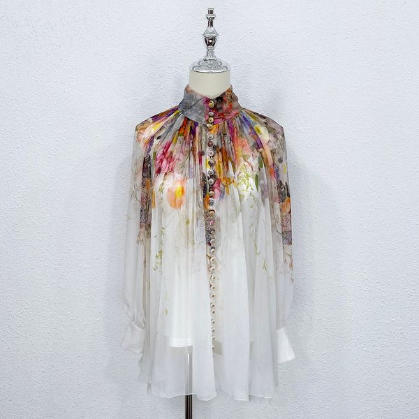 

2022 australian zim silk printed shirt, White