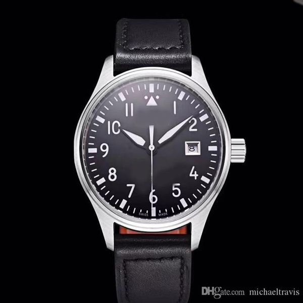 

fashion automatic mechanical men's watch pilot mark xviii iw327004 40mm blue dial brown leather strapmens watch222y, Slivery;brown