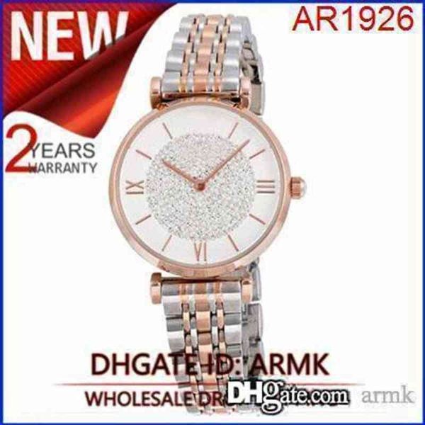 

100% original japan movement crystal pave silver stainless steel ladies watch ar1925 ar1926240s, Slivery;brown