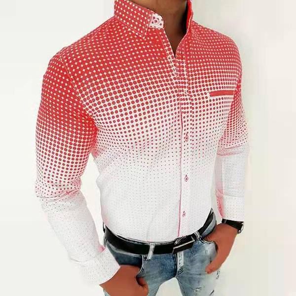 

men's casual shirts shirt men clothing spring autumn long sleeve turn-down collar vintage polka dot printed buttoned mens blous, White;black