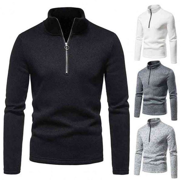 Felpa con cappuccio autunno uomo cerniera colletto alla coreana felpa Quick Dry tinta unita slim pullover maschile felpe con cappuccio sudaderas L220704