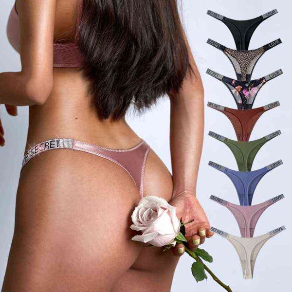 

rhinestone thong panties women's fitness sports hip-lifting low-waist high-fork fashion t-pants w220324, Red;black