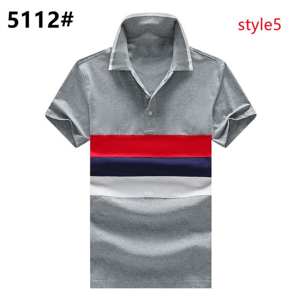 

men's t-shirt summer v-neck stand collar striped cotton t-shirt french animal pattern short sleeves, White;black