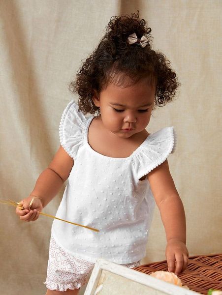 

baby swiss dot ruffle sleeve she, Blue