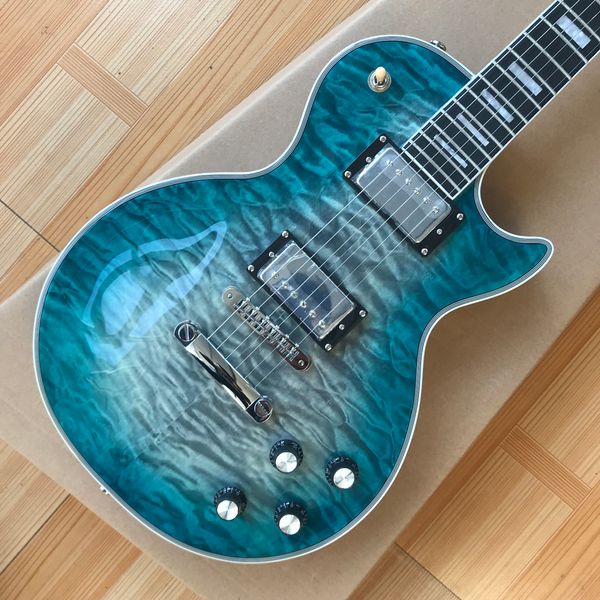 

custom lp electric guitar, chrome hardware, rosewood fingerboard, frets binding, tune-o-matic bridge, burst color quilte maple, solid mahoga