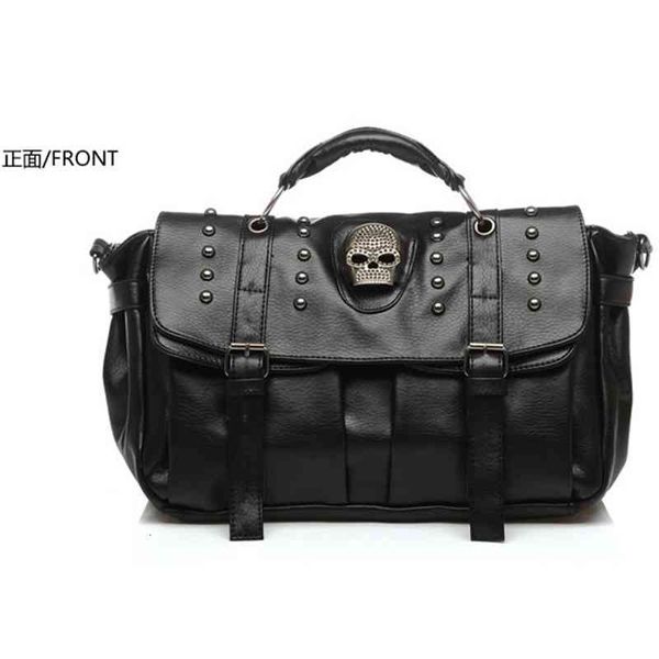 

bags handbags women's style punk cool rivet skull ghost head single shoulder motorcycle oblique cross, Black;red