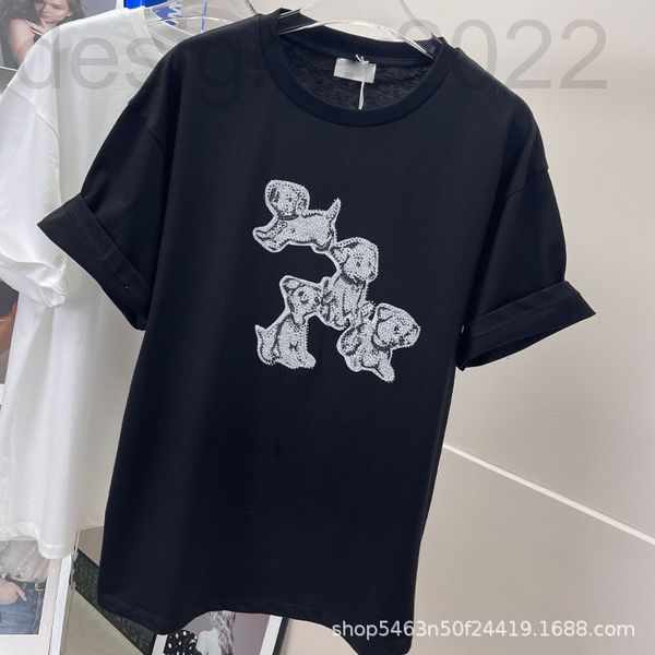 

women's hoodies & sweatshirts designer summer cartoon print drill dog t-shirt street trendsetter loose round neck women 1kxg, Black