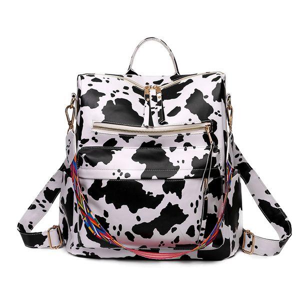 Moda Vaca Vaca Leopard Backpack Bolsa