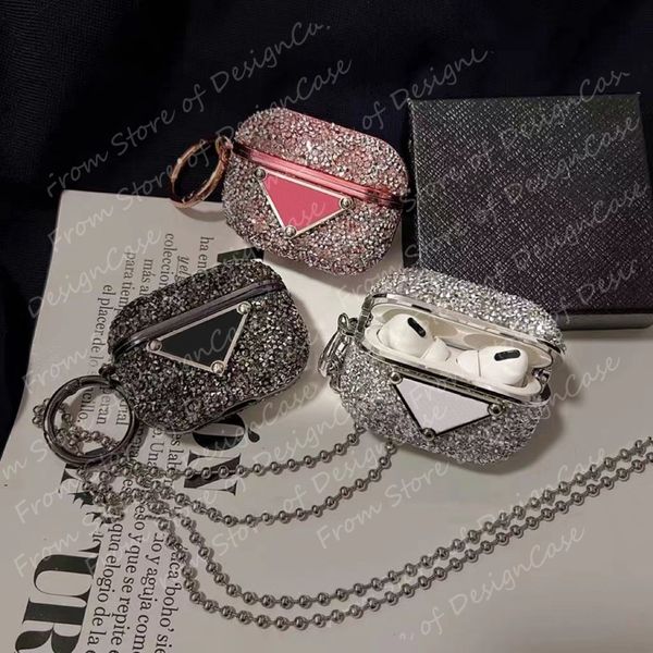 

fashion designer brand p blingbling airpods cases headphone accessories for beautiful luxury apple airpod 1 2 3 pro generation case cover wi