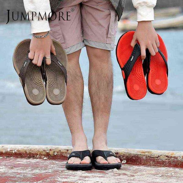 

slippers jumpmore men eva flip-flops summer men's massage beach sandals casual shoes size 40-45 220329, Black
