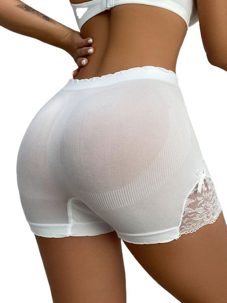 

contrast lace bow detail no show panty j4iu#, Black;red