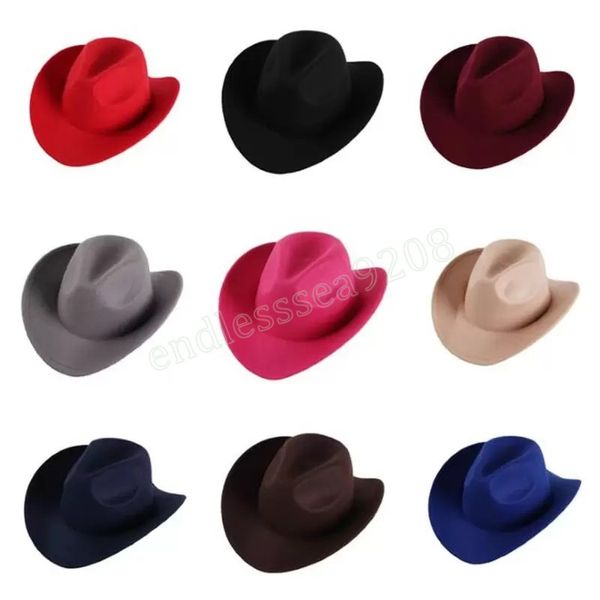 Western Cowboy Filzhut Vintage Fedoras Frauen Männer Fedora Hüte Frau Mann Jazz Top Hut Weiblich Männlich Rolle Krempe Kappe mode Herbst Winter Caps Großhandel