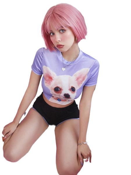 

dog print crop 96kj#, White