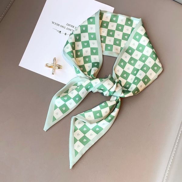 

2022 retro pointed-angle lazy small strip multi-purpose ribbon plaid scarf hair band thin ribbon womens narrow spring and summer scarf, Blue;gray