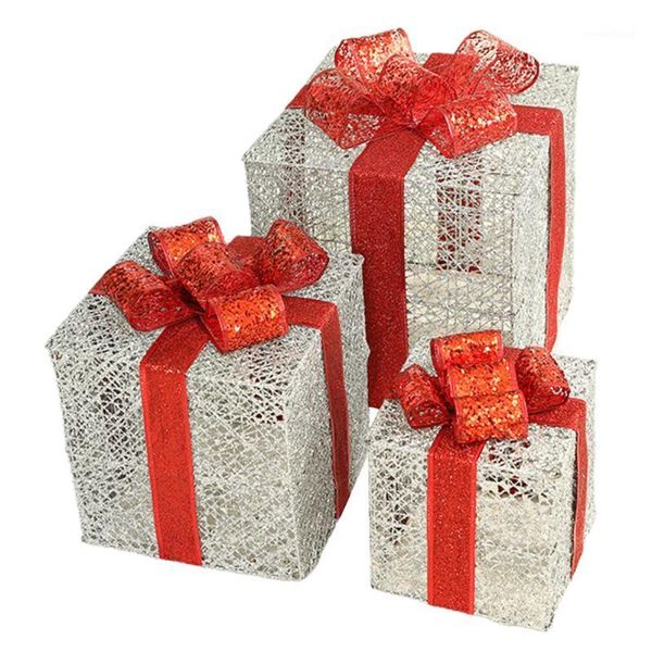 Подарочная упаковочная коробка Золото для детей 3PCS 3 размер дома Shining Design Праздничная атмосфера рождественские орнамент Железные коробки
