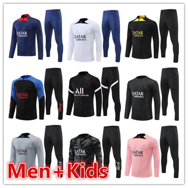 

2223 mens kids soccer tracksuit chandal futbol survetement foot jerseys 22 23 men trainers football jersey training wear jacket, Black