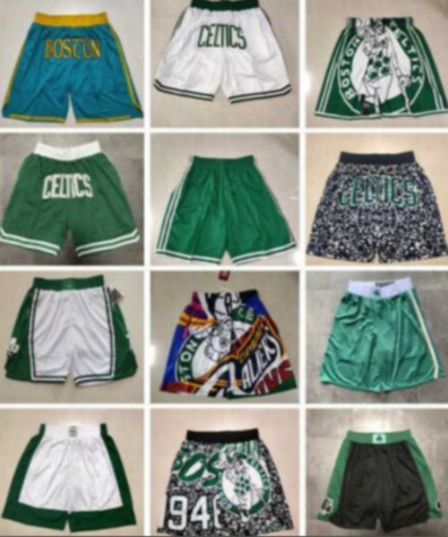 

boston''celtics''men throwback basketball shorts pocket, Black