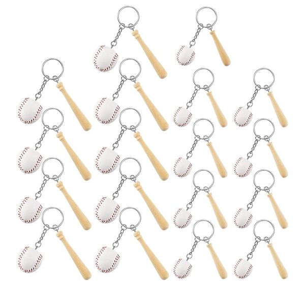 Schlüsselanhänger, Mini-Baseballschläger-Schlüsselanhänger aus Holz und Schlüsselanhänger, originelles Partygeschenk für Motto-Partys
