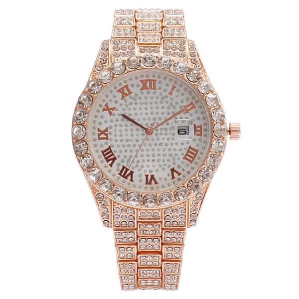 

luxury iced out watches womens watch fashion round wristwatches for women grils m1100, Slivery;brown
