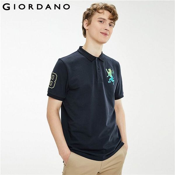 

men 3d lion embroidery short sleeve polo shirt muti color breathable casual polos para hombre 01011422 220708, White;black