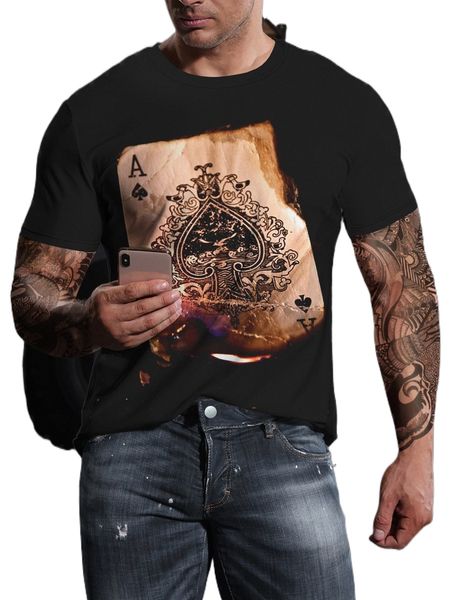 

men playing card print tee 369k#, White;black