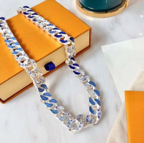 

bangle bracelets luxury louiseity jewelry designer viutonity fashion men woman lvs original packaging cuban link chains gradient blue neckla, Black