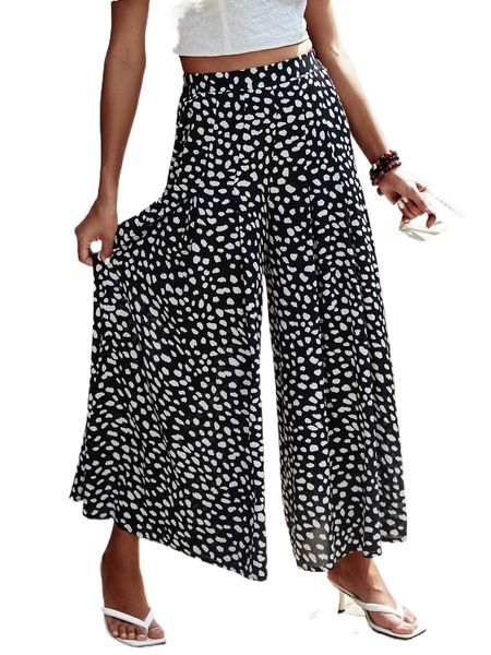 

a.ll o.ver p.rint w.ide l.eg p.ants y0gs#, Black;white