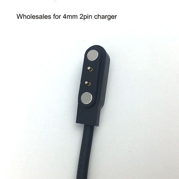 2022 atacado 2Pin 4 mm carregador magnético Cabos de carregamento para relógio inteligente relógio telefone inteligente banda 2.84mm 2 pinos carregadores de dados USB