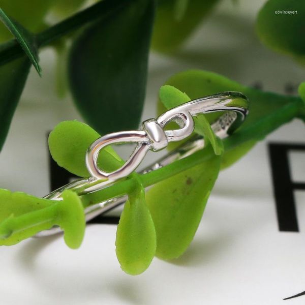 Ringos de cluster Fashion Original 925 Silver Infinity Knot Ring Simples Bowtie para mulheres noivado de casamento Pan Drop Wholesale Edwi22