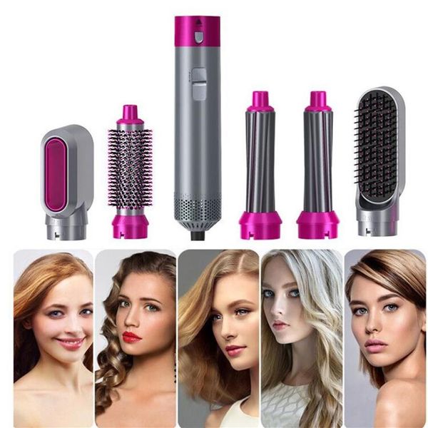 

multifunctional curling irons electric hair dryer 5 in 1 auto curl hairs comb negative ion straightener styling brush blow tool wa279l