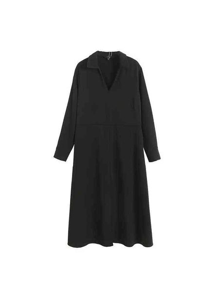 

pb&z women's 2022 fall chic new shirts fashion simple style dresses retro v-neck long sleeves women's dress vestidos mujer t220804, Black;gray