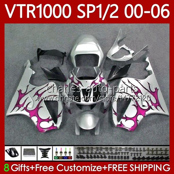 Corpo OEM per HONDA VTR RTV 1000 VTR1000 00 01 02 03 Fiamme rosa 2004 2005 2006 Carrozzeria 123No.162 RC51 SP1 SP2 VTR-1000 2000 2001 2002 2003 04 05 06 RTV1000 00-06 Carenatura