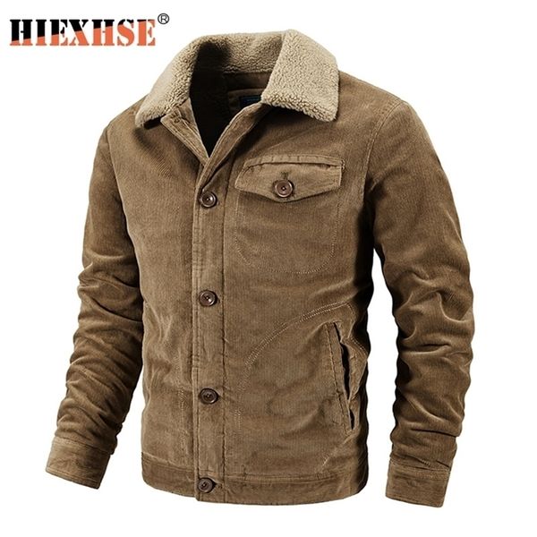 

winter jacket men parka coat corduroy cotton jackets thick warm sherpa coats brand fashion casual fleece men's parkas 201218, Black;brown