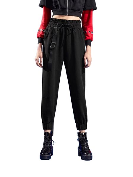 

x vanessa granata buckled tie waist carrot pants x74u#, Black;white