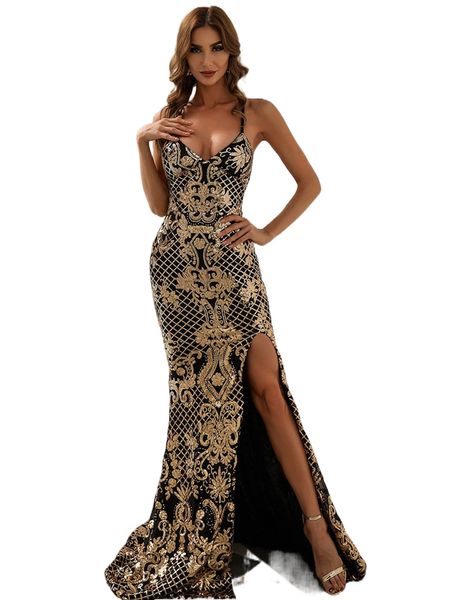 

missord baroque split thigh lace up back sequins prom dress 96sy#, Black;gray