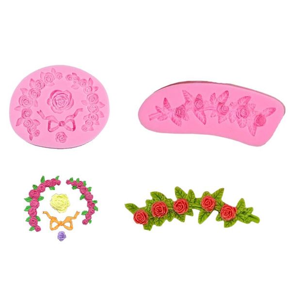 Moldes de cozimento Flores de videira rosa Ferramentas de cozinha Molde de silicone para fondante Padaria de Açúcar de Acessórios de Cozinha de Decoração de Cake