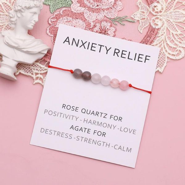 

anxiety relief bracelet rose quartz strand healing crystals stress for women men friendship spiritual, Black