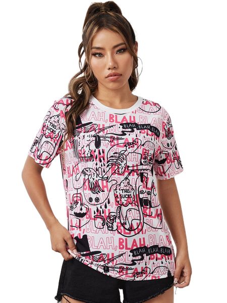 

x scram weirdo abstract figure & letter graphic tee o4xc#, White