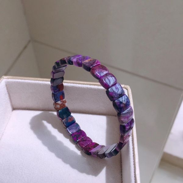 

genuine natural purple sugilite beads stretch bracelet 8.8x6.4x3.1mm women south africa sugilite charms jewelry rare aaaaa, Silver