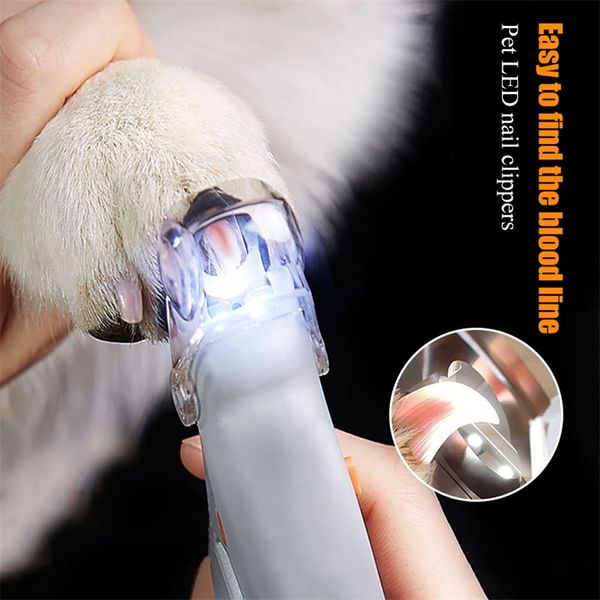 Professional Pet Nail Clipper Ножницы Ножницы для собак Кошка Ногтей Ногтя Кольцо Клипки Ножницы Светодиодный Свет Ногтей Триммер для животных Pet 220423