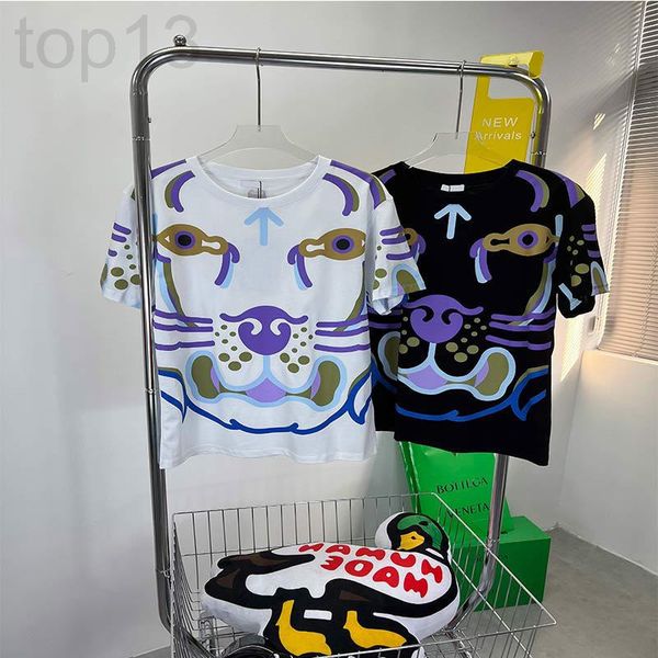 

women's t-shirt designer shenzhen nanyou high end women's 2022 summer tiger head printed short sleeve outer t-shirt loose and vers, White