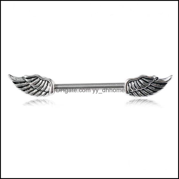 

nipple rings body jewelry angel wings breast womens stainless steel piercing accessories drop delivery 2021 m4f6n, Silver