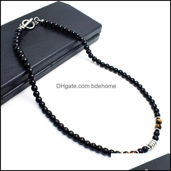 

chokers necklaces pendants jewelry handmade natural stone beads obsidian chocker necklace stainless steel ot short neckless for men homme, Golden;silver